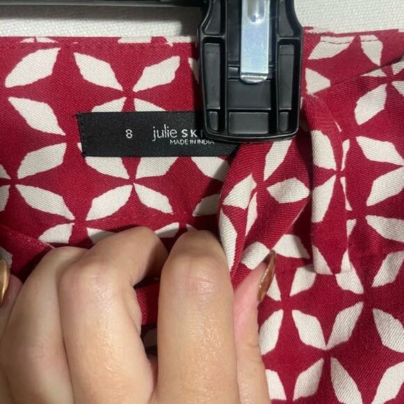 Ann Taylor LOFT Julie Fit Skinny Ankle Pants Printed Red - Size 8 - Picture 5 of 9